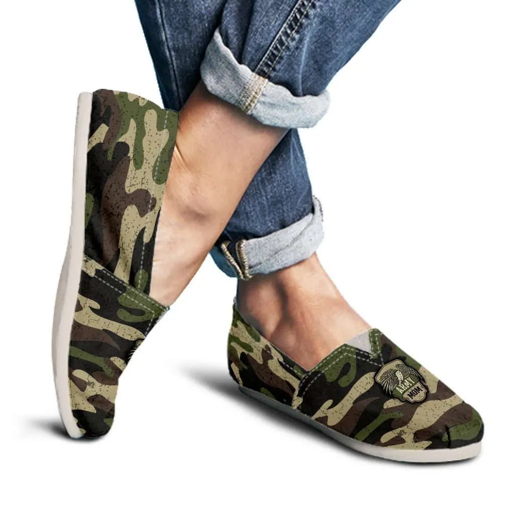 Army Mom Camouflage Casual Canvas Slip on Shoes Women's Flats