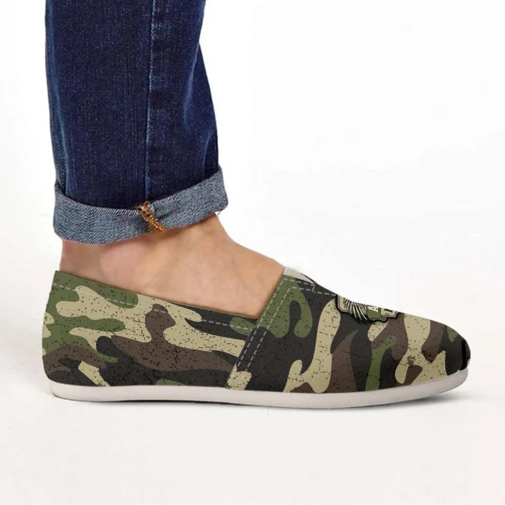 Army Mom Camouflage Casual Canvas Slip on Shoes Women's Flats