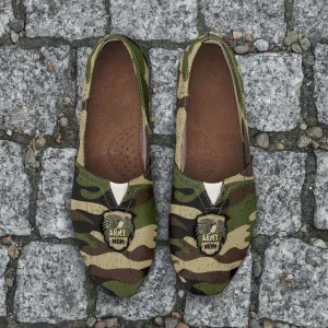 Army Mom Camouflage Casual Canvas Slip on Shoes Women's Flats