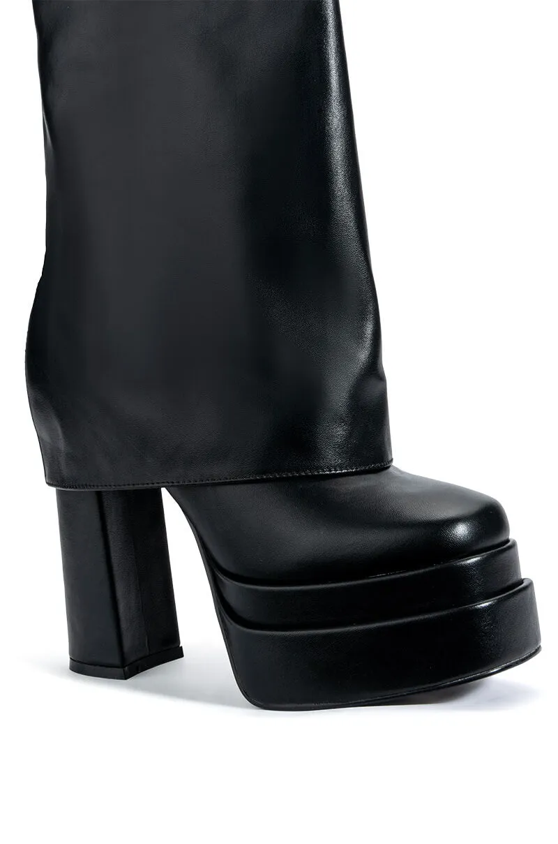 AZALEA WANG BABY FOLD OVER CHUNKY BOOT IN BLACK