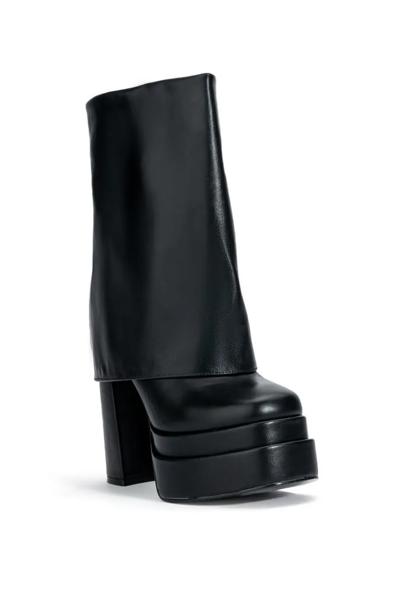 AZALEA WANG BABY FOLD OVER CHUNKY BOOT IN BLACK