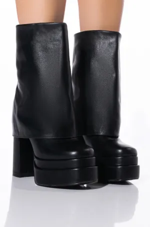 AZALEA WANG BABY FOLD OVER CHUNKY BOOT IN BLACK