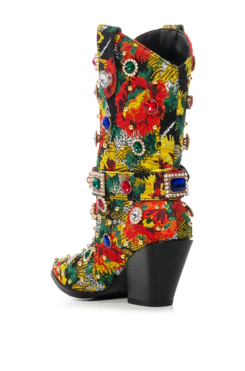 AZALEA WANG BROCADE MULTI WESTERN BOOTIE