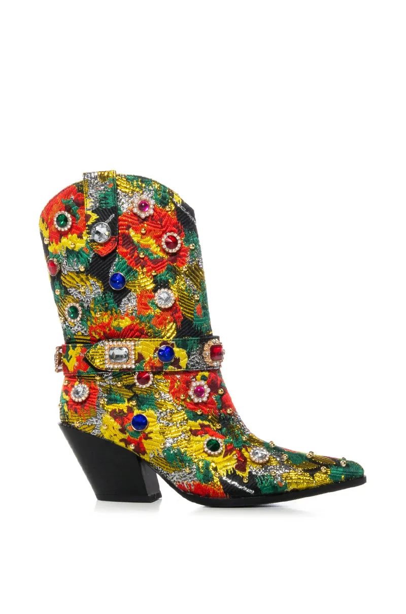 AZALEA WANG BROCADE MULTI WESTERN BOOTIE