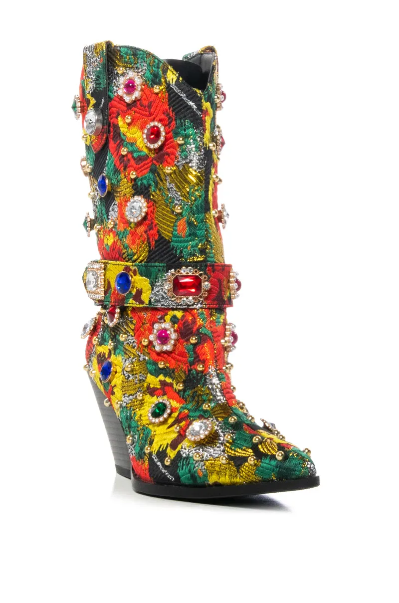 AZALEA WANG BROCADE MULTI WESTERN BOOTIE