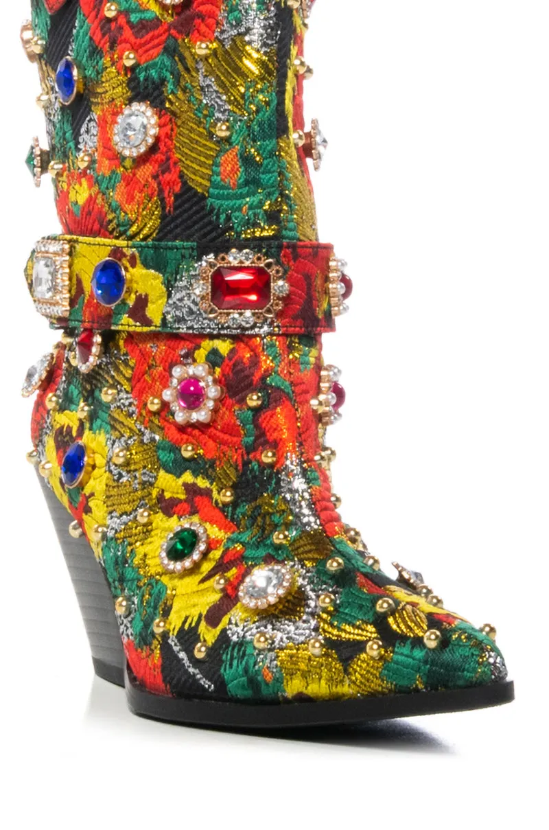 AZALEA WANG BROCADE MULTI WESTERN BOOTIE