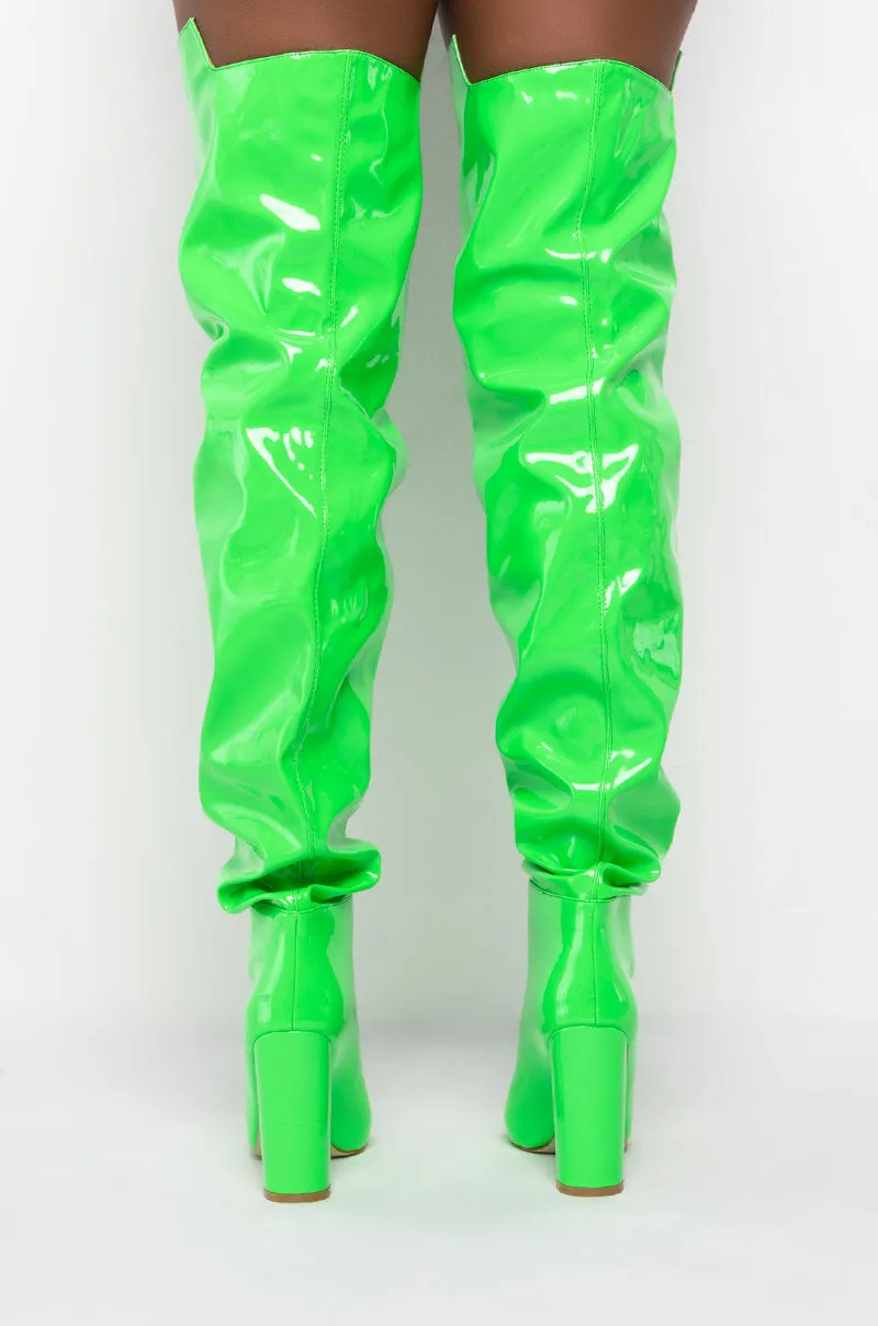 AZALEA WANG GIVE MY APOLOGIES CHUNKY BOOT IN GREEN