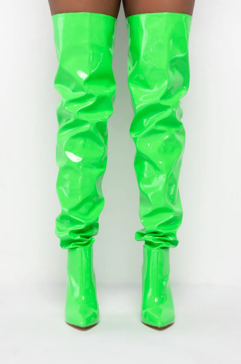 AZALEA WANG GIVE MY APOLOGIES CHUNKY BOOT IN GREEN