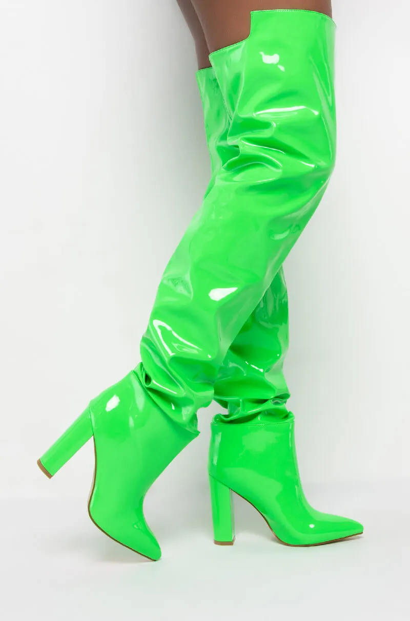 AZALEA WANG GIVE MY APOLOGIES CHUNKY BOOT IN GREEN