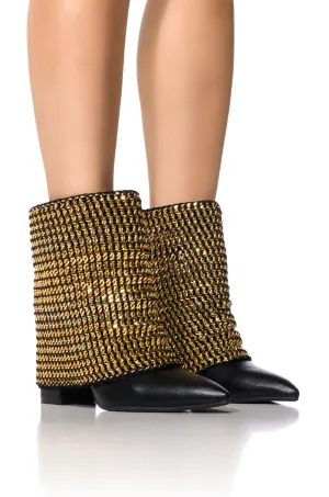 AZALEA WANG HAVANNAH CHAIN COVERED BOOTIE IN BLACK