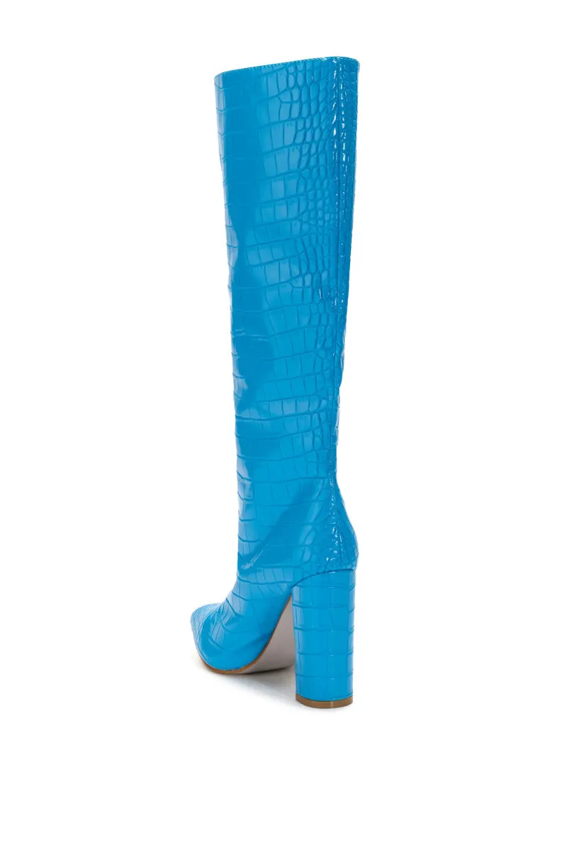 AZALEA WANG JULIANA CHUNKY CROC BOOT IN BLUE