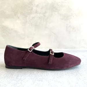 Ballerina Flats, Suede, Merlot