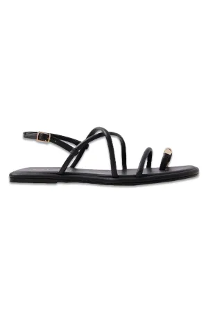 Black Leather Strappy Sandals