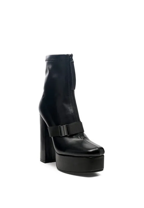 Blue Zone Planet |  BOMBER CHUNKY HIGH BLOCK HEEL BOOTS