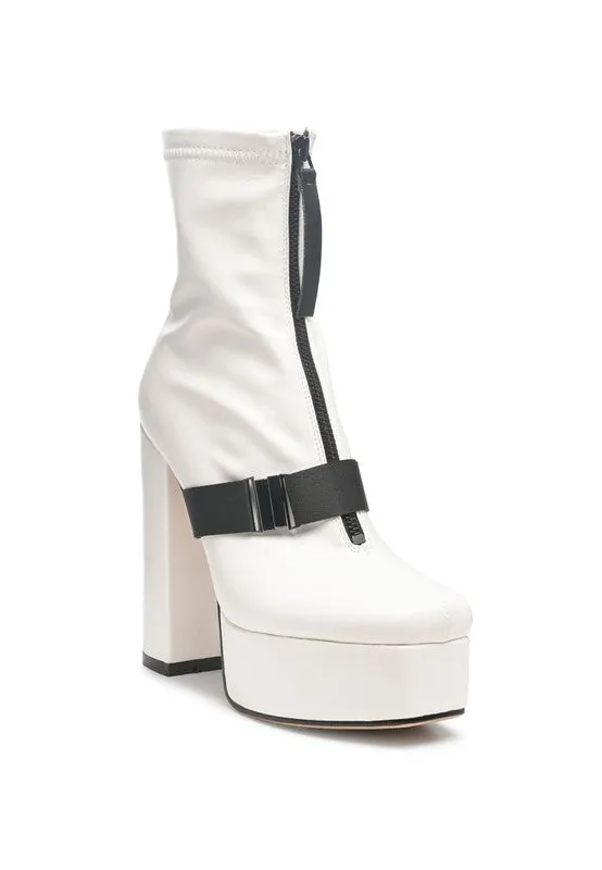 Blue Zone Planet |  BOMBER CHUNKY HIGH BLOCK HEEL BOOTS