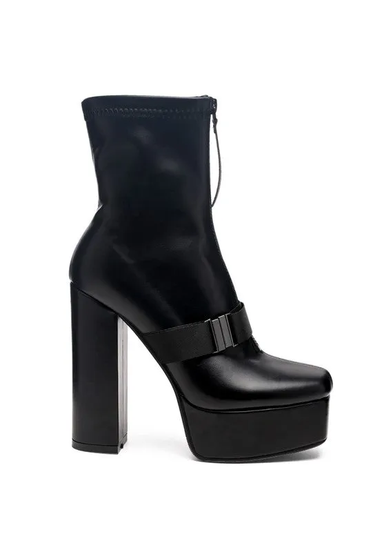 Blue Zone Planet |  BOMBER CHUNKY HIGH BLOCK HEEL BOOTS