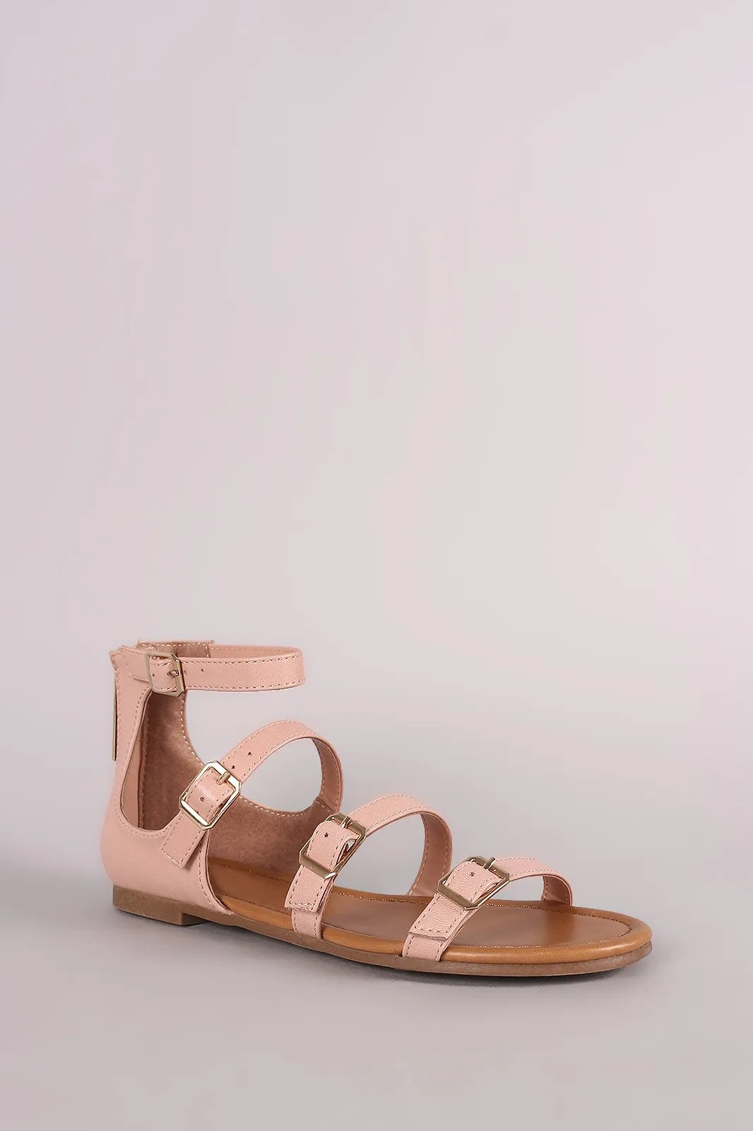 Breckelle Strappy Buckled Open Toe Flat Sandal