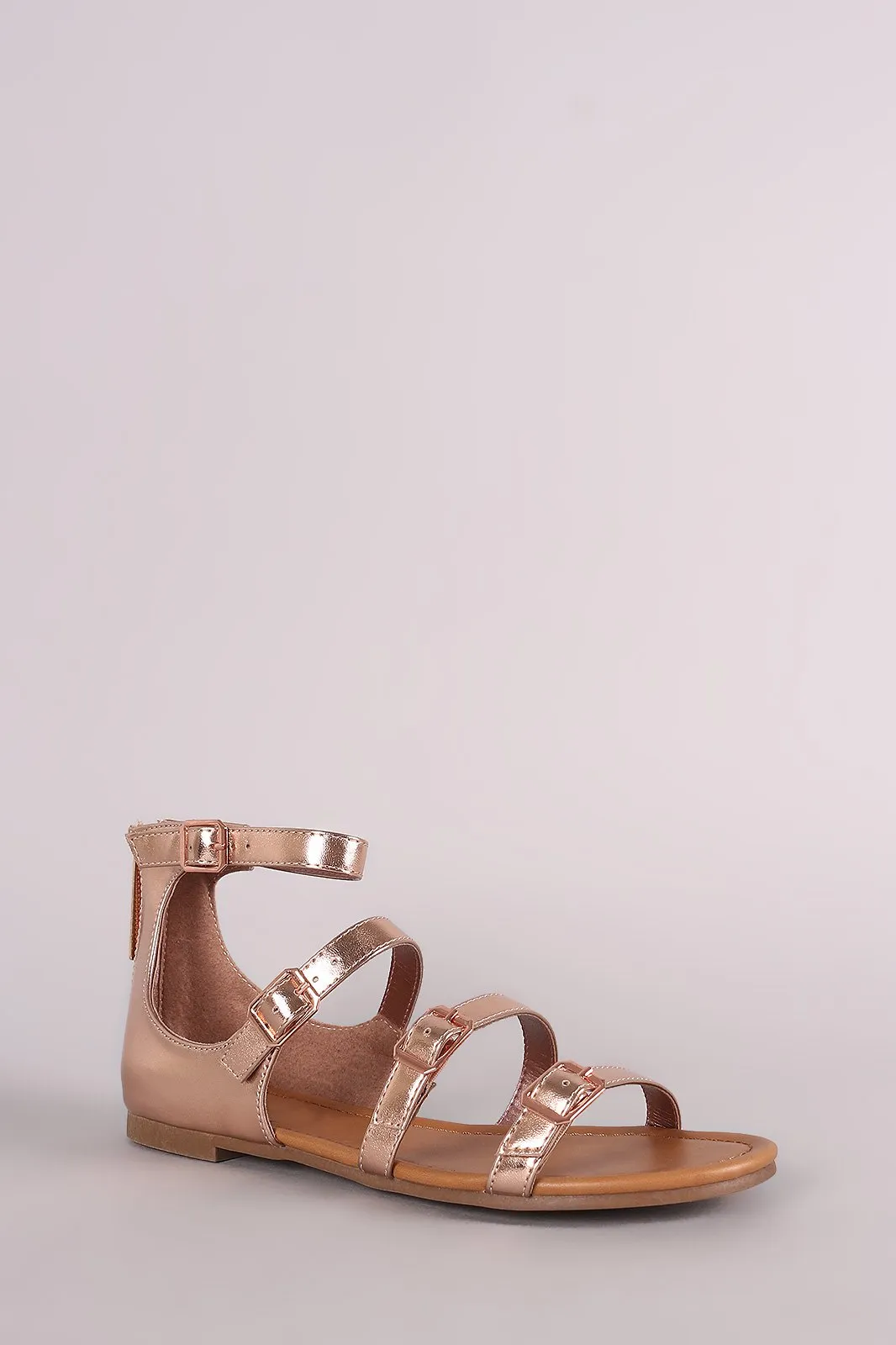 Breckelle Strappy Buckled Open Toe Flat Sandal