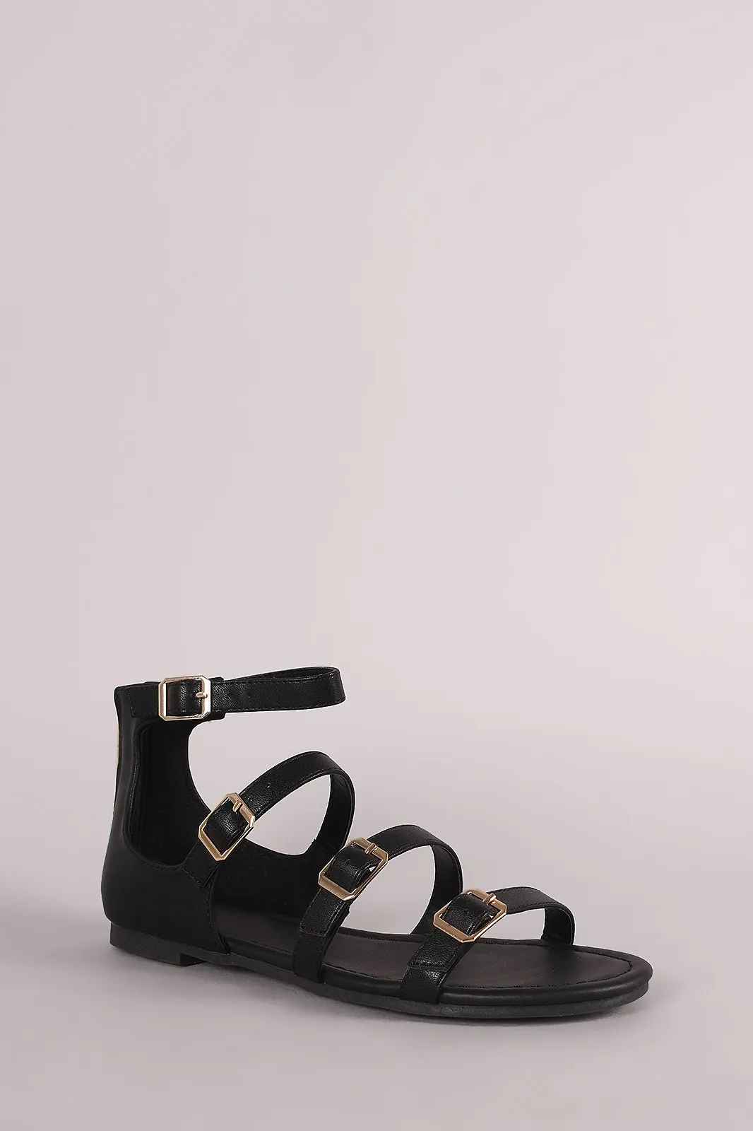 Breckelle Strappy Buckled Open Toe Flat Sandal