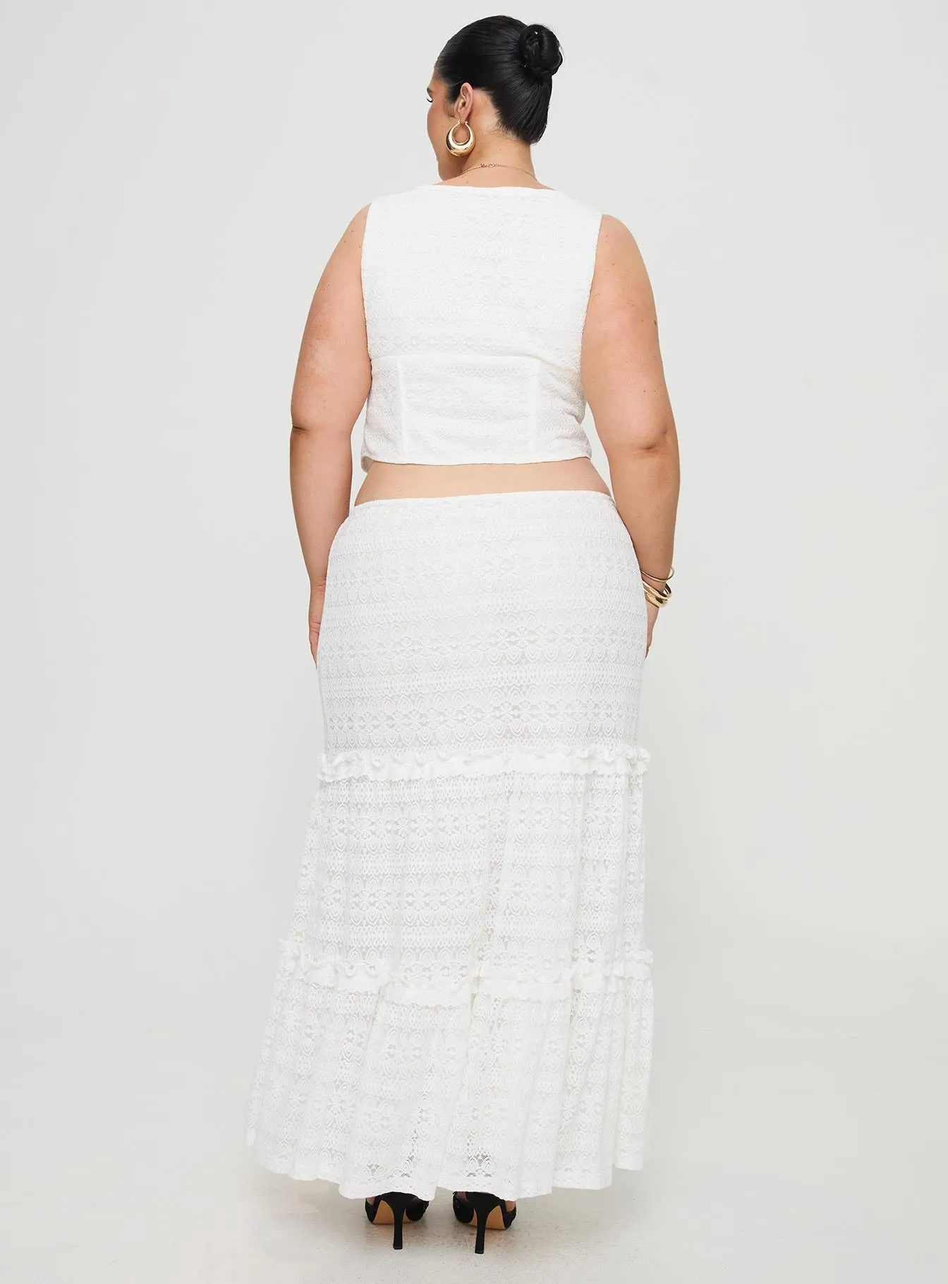 Buttacupe Lace Maxi Skirt White Curve