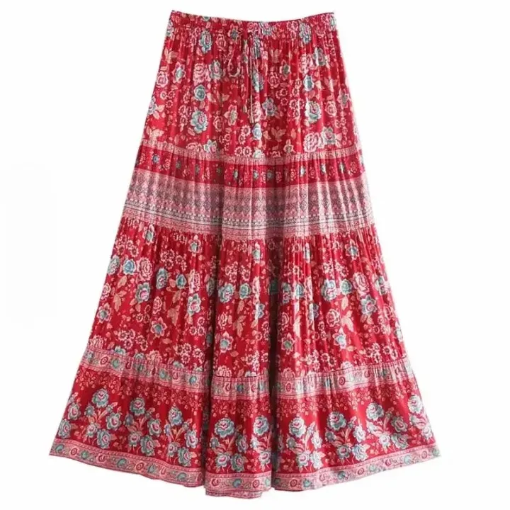 Cassidie Boho Floral Prints Maxi Skirt