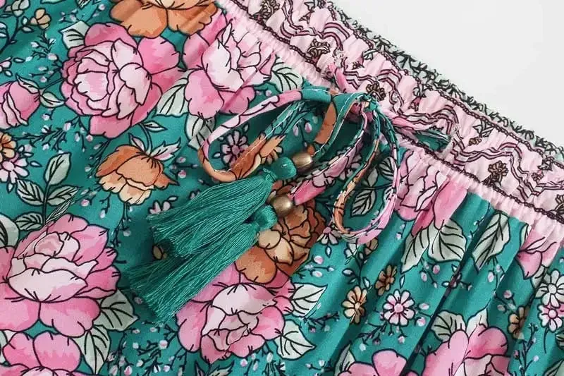 Cassidie Boho Floral Prints Maxi Skirt