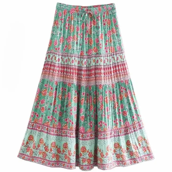 Cassidie Boho Floral Prints Maxi Skirt