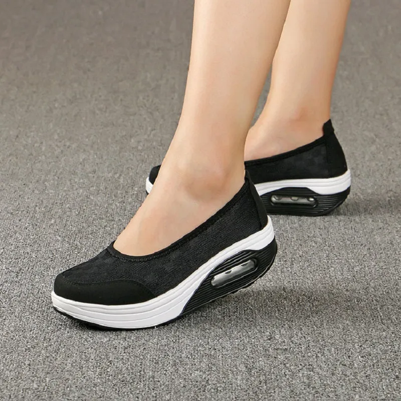 Casual Women Air Mesh Flats Platform Shoes Creepers Slip On Moccasins Comfortable Female Shoes Footwear Ladies Flats Shoes DT938