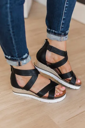 Corky's Double Dutch Wedge Sandals- Black