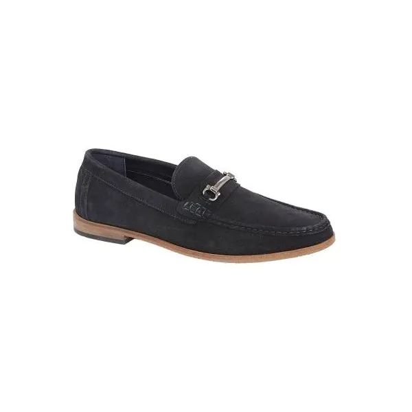 DOMINIC Mens Suede Slip On Moccasin Loafers Navy