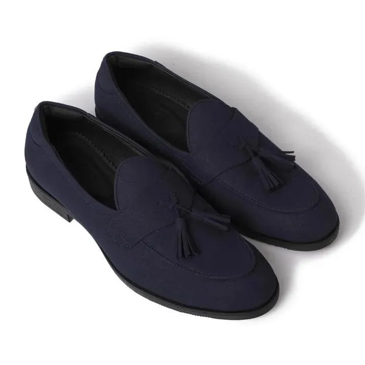 El Moho - Navy Blue Suede Tassel Slip-On