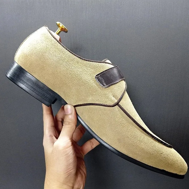 Elegant Strap Buckle Suede Monk Loafers