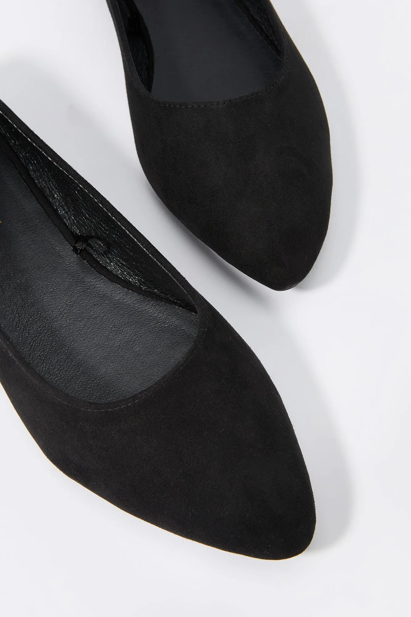 Faux Suede Pointed Toe Ballet Flat