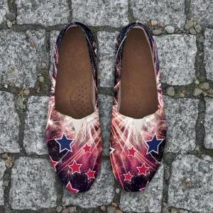 Fireworks 4th of July Casual Canvas Slip On Shoes Women's Flats