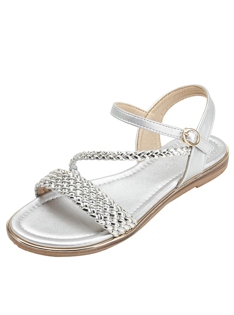 Flat-bottomed Woven Word Roman Sandals