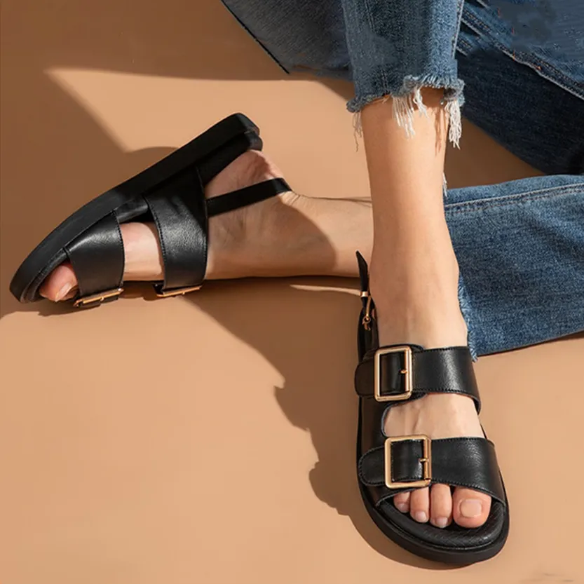 Funki Buys | Shoes | Women's Summer Leather Slide Sandals