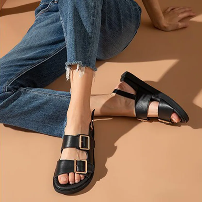 Funki Buys | Shoes | Women's Summer Leather Slide Sandals