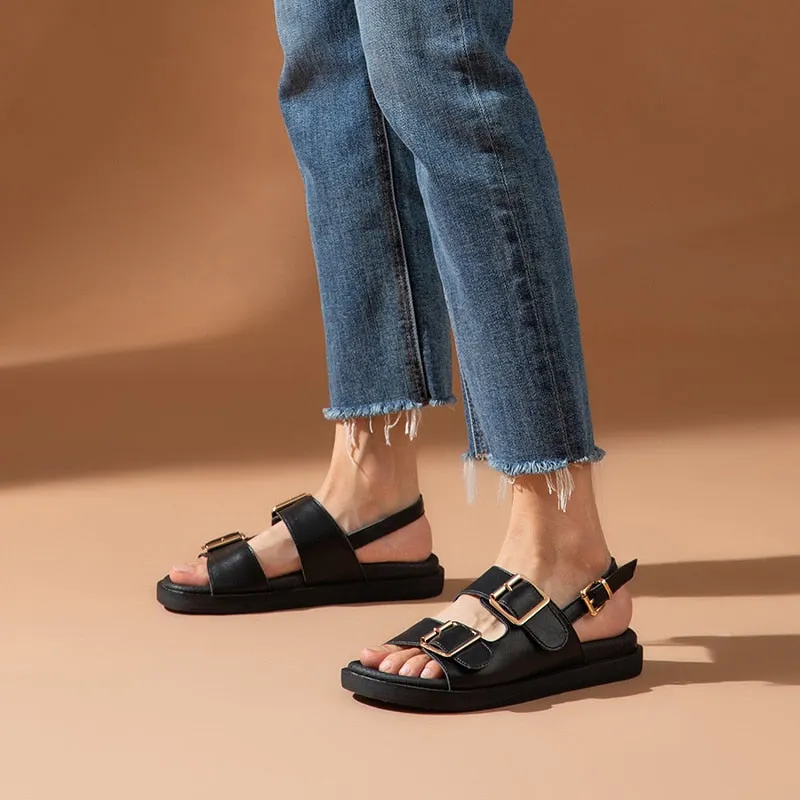 Funki Buys | Shoes | Women's Summer Leather Slide Sandals