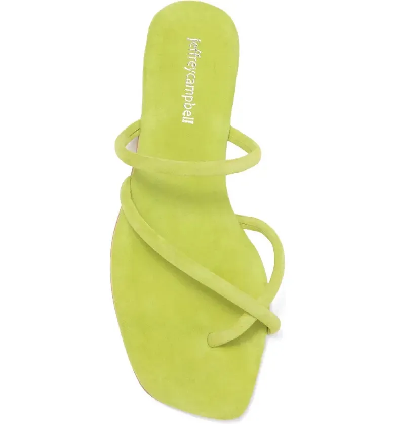 Jeffrey Campbell Rania Green Suede Slip On Flip Flop Open Toe Strappy s