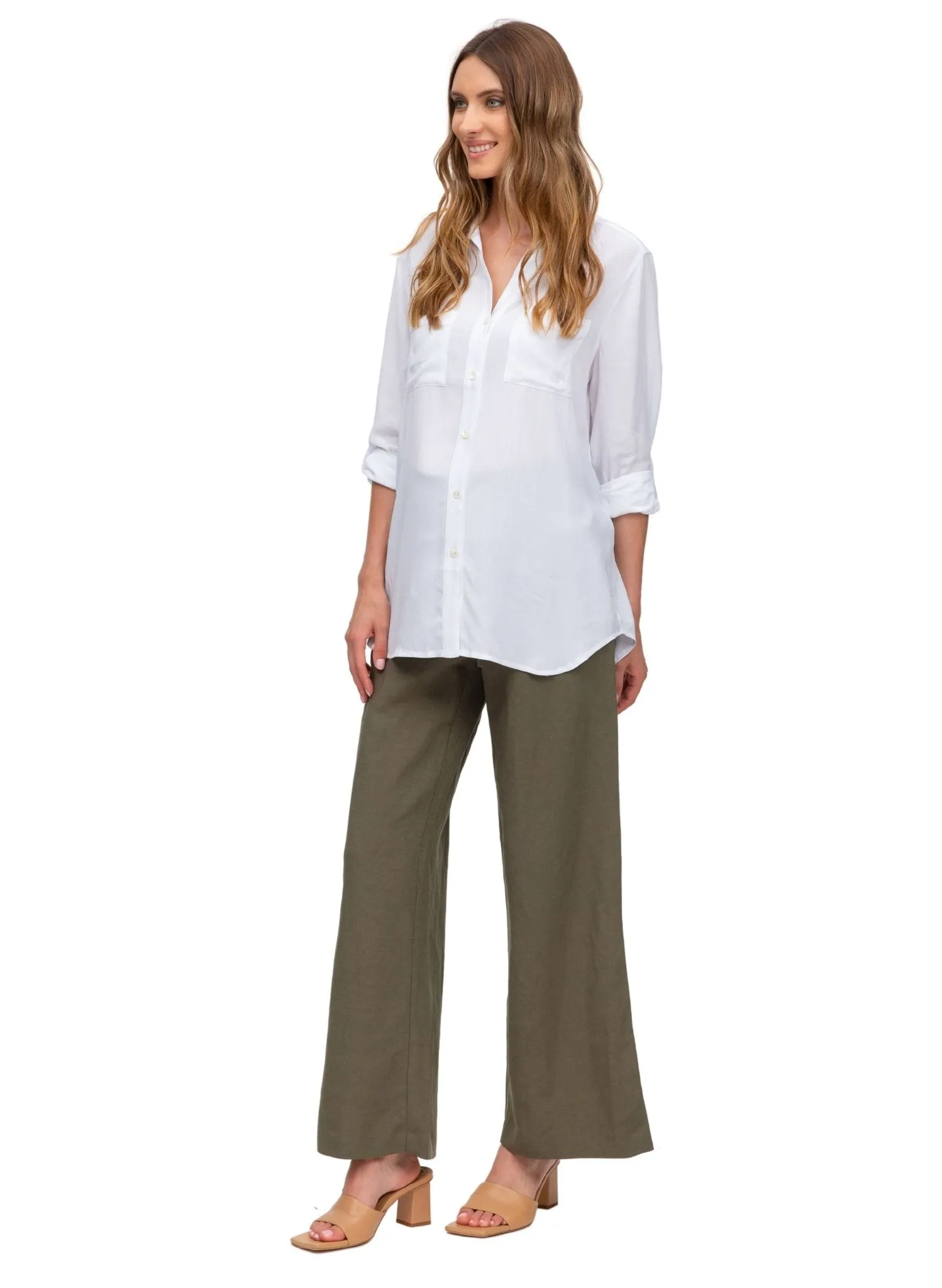 Joseph Linen Maternity Pants - Grape Leaf