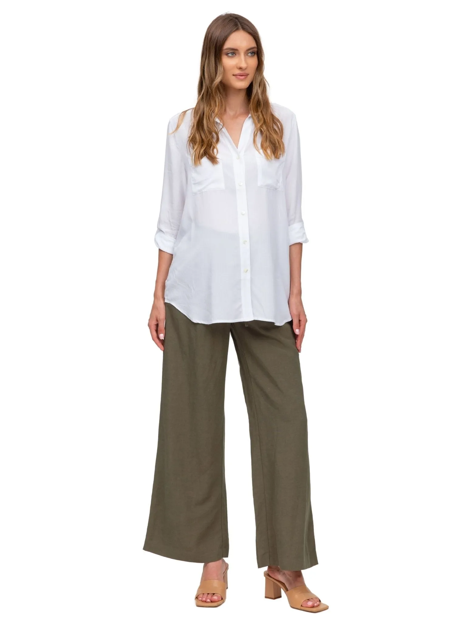 Joseph Linen Maternity Pants - Grape Leaf