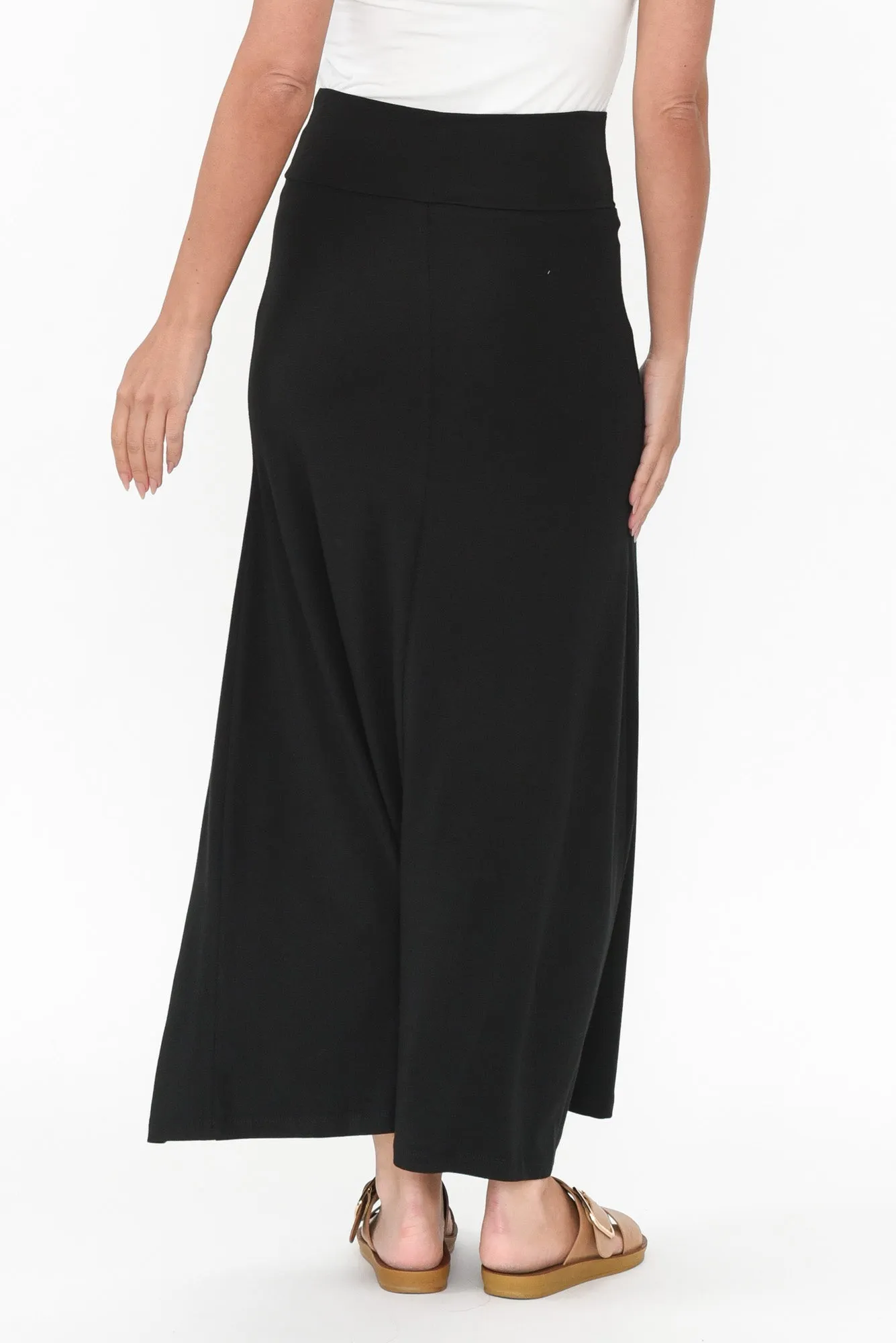 Lana Black Bamboo Cotton Maxi Skirt