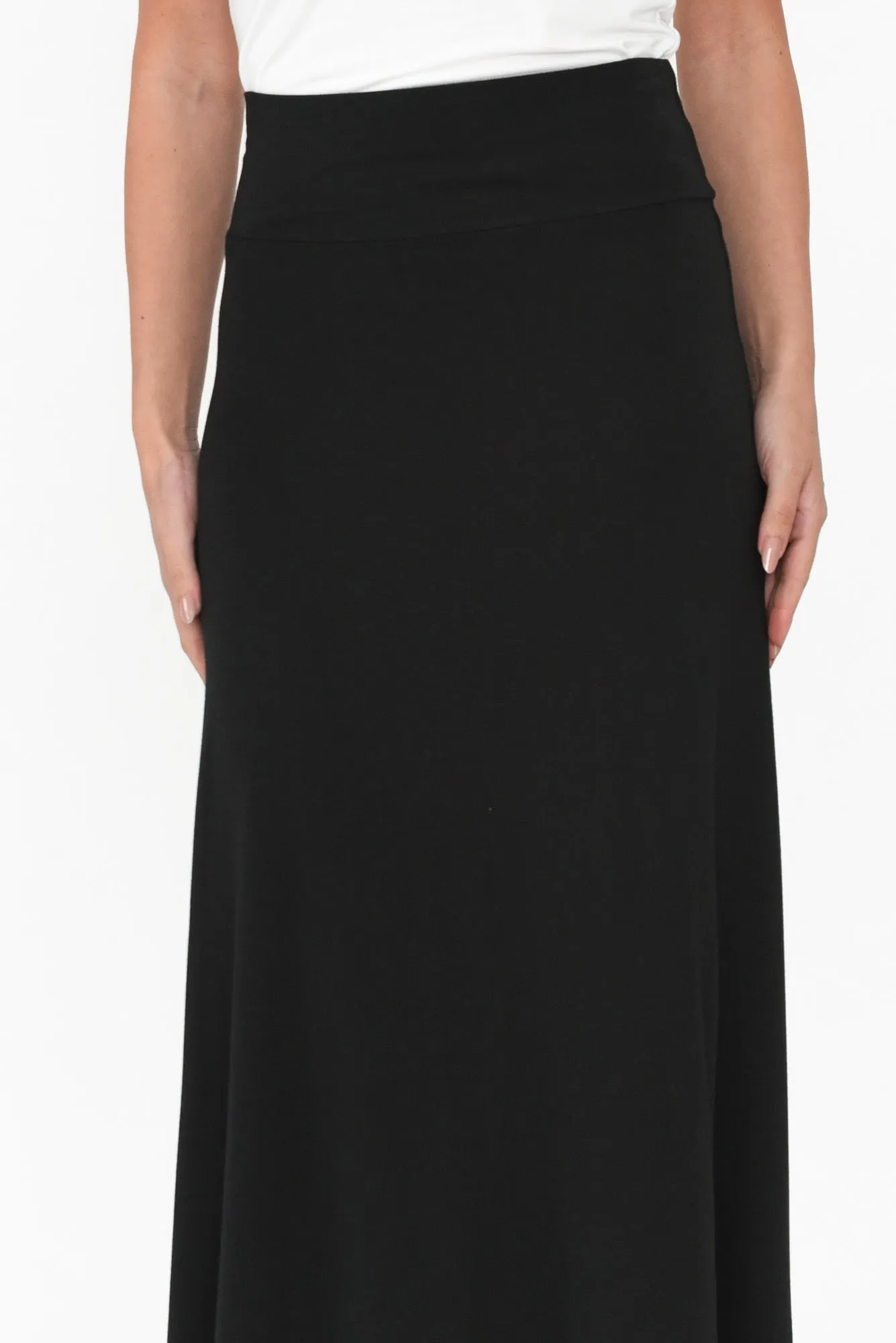 Lana Black Bamboo Cotton Maxi Skirt