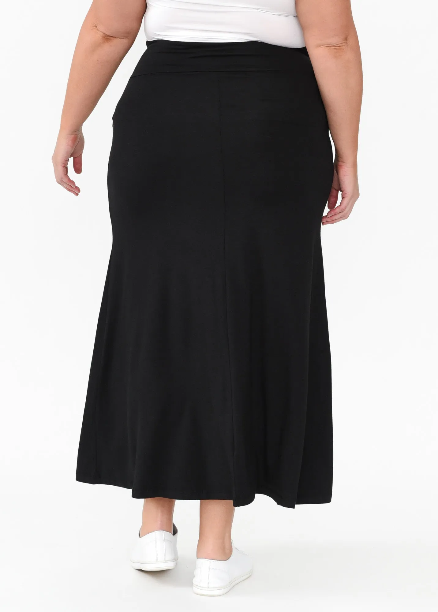 Lana Black Bamboo Cotton Maxi Skirt