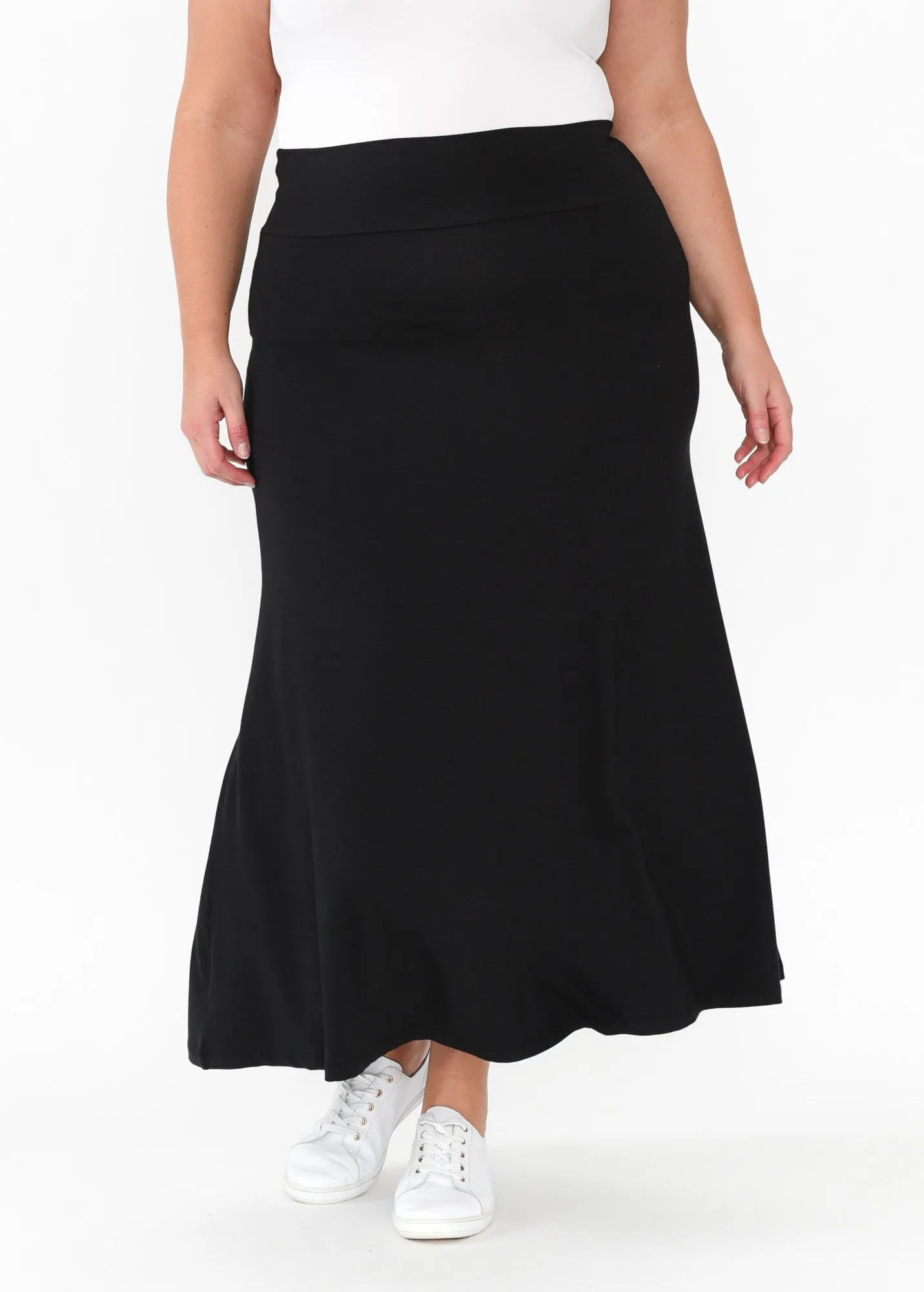 Lana Black Bamboo Cotton Maxi Skirt