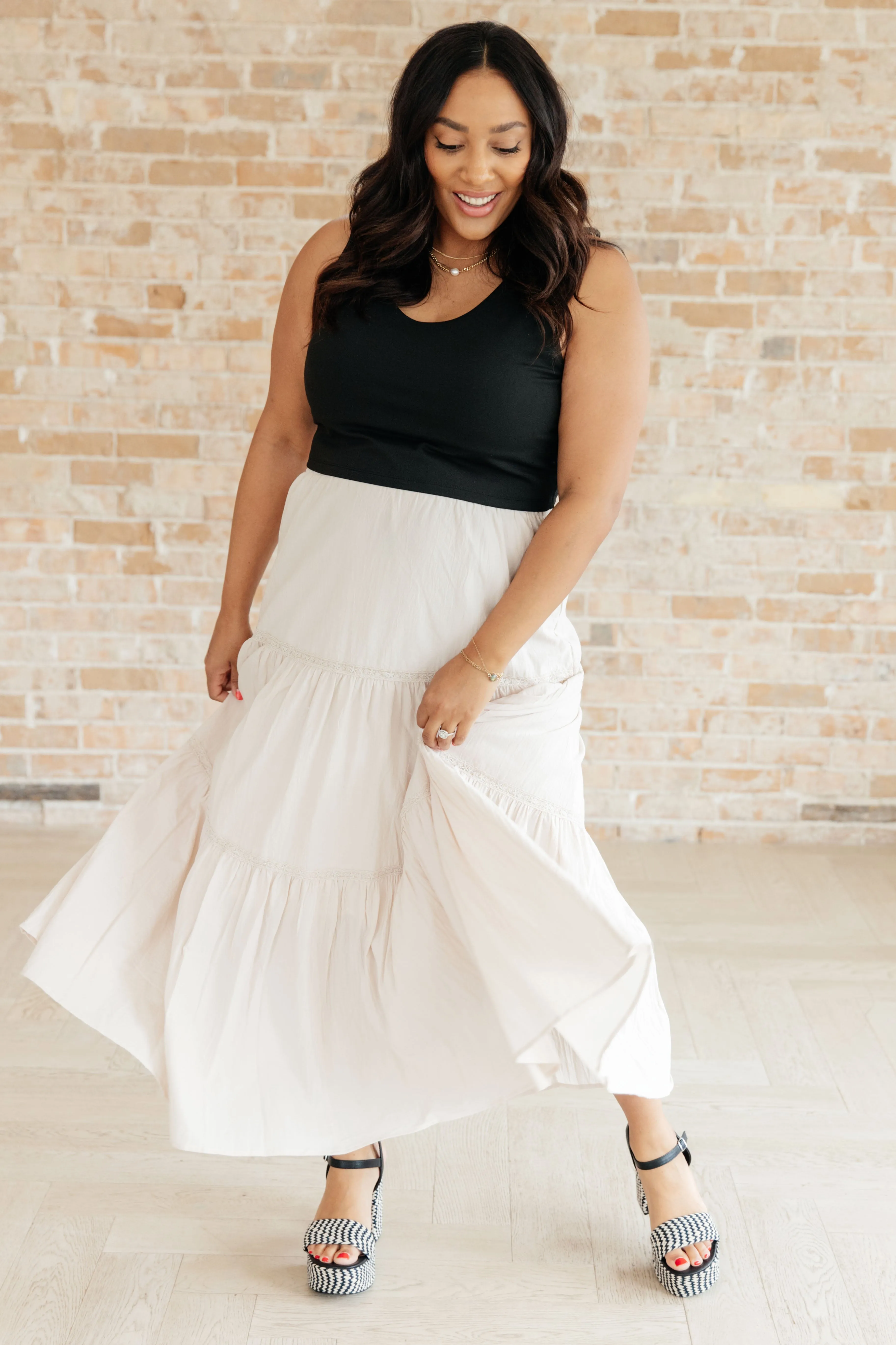 Let It Begin Tiered Maxi Skirt - White Birch