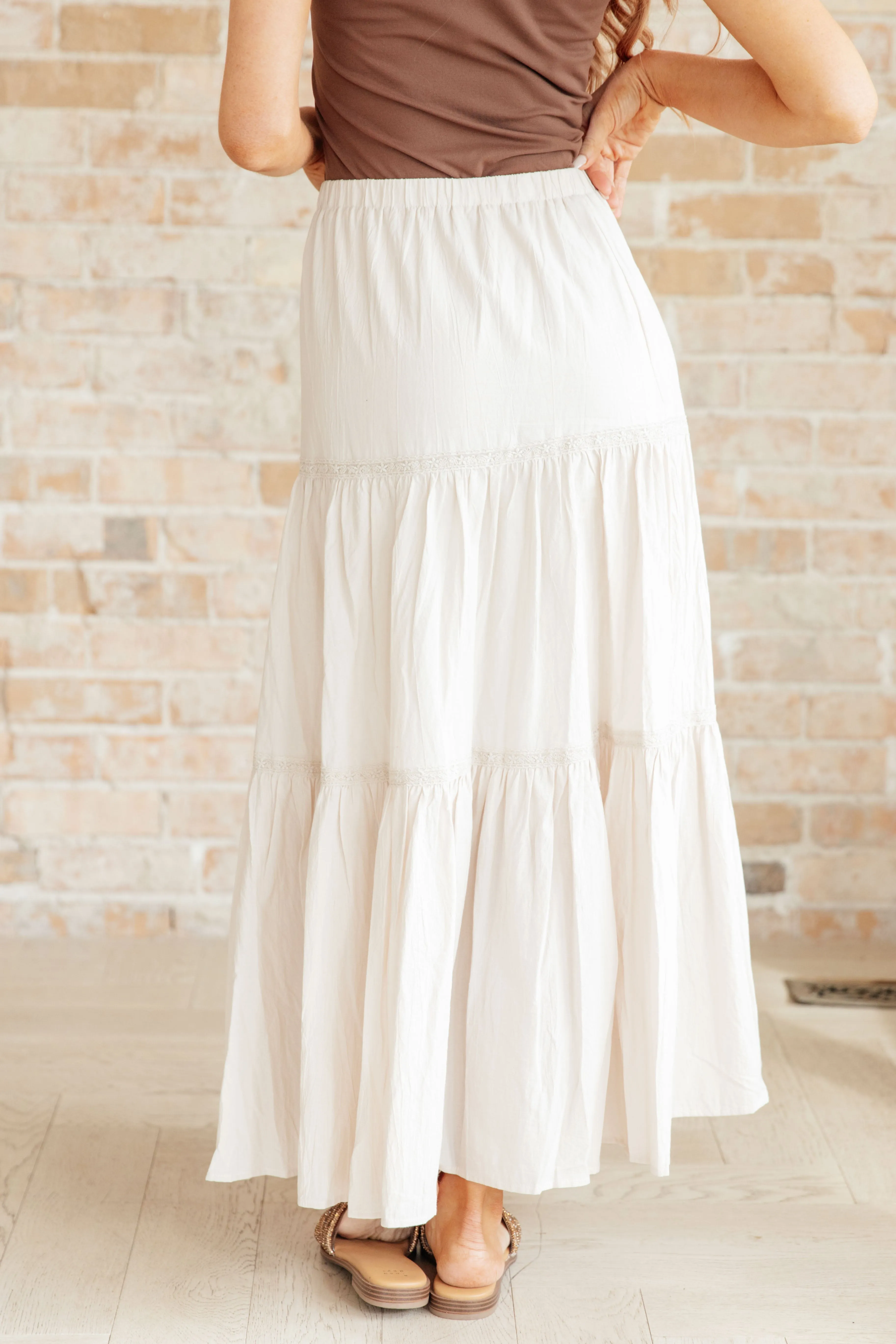 Let It Begin Tiered Maxi Skirt - White Birch