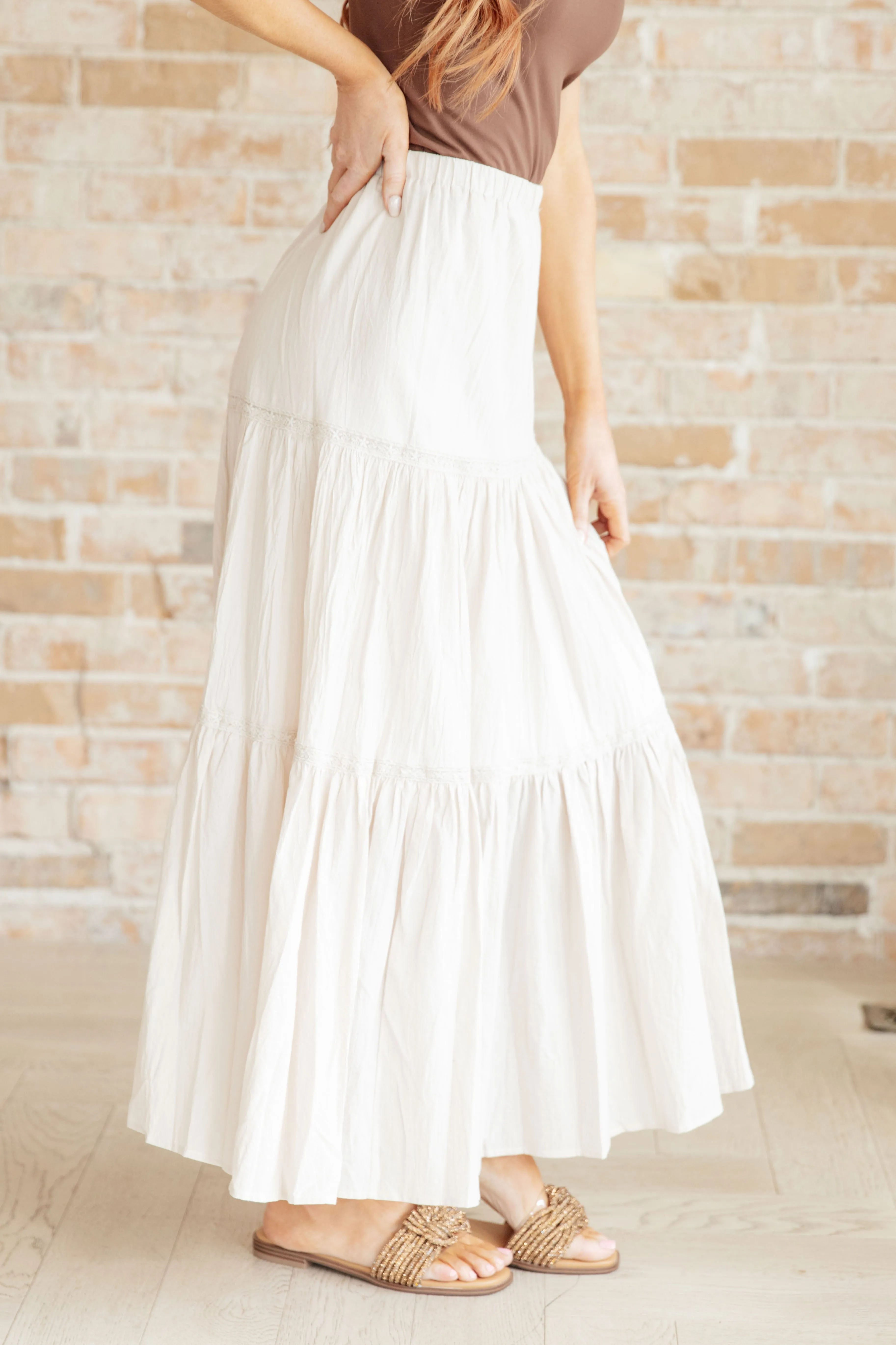 Let It Begin Tiered Maxi Skirt - White Birch