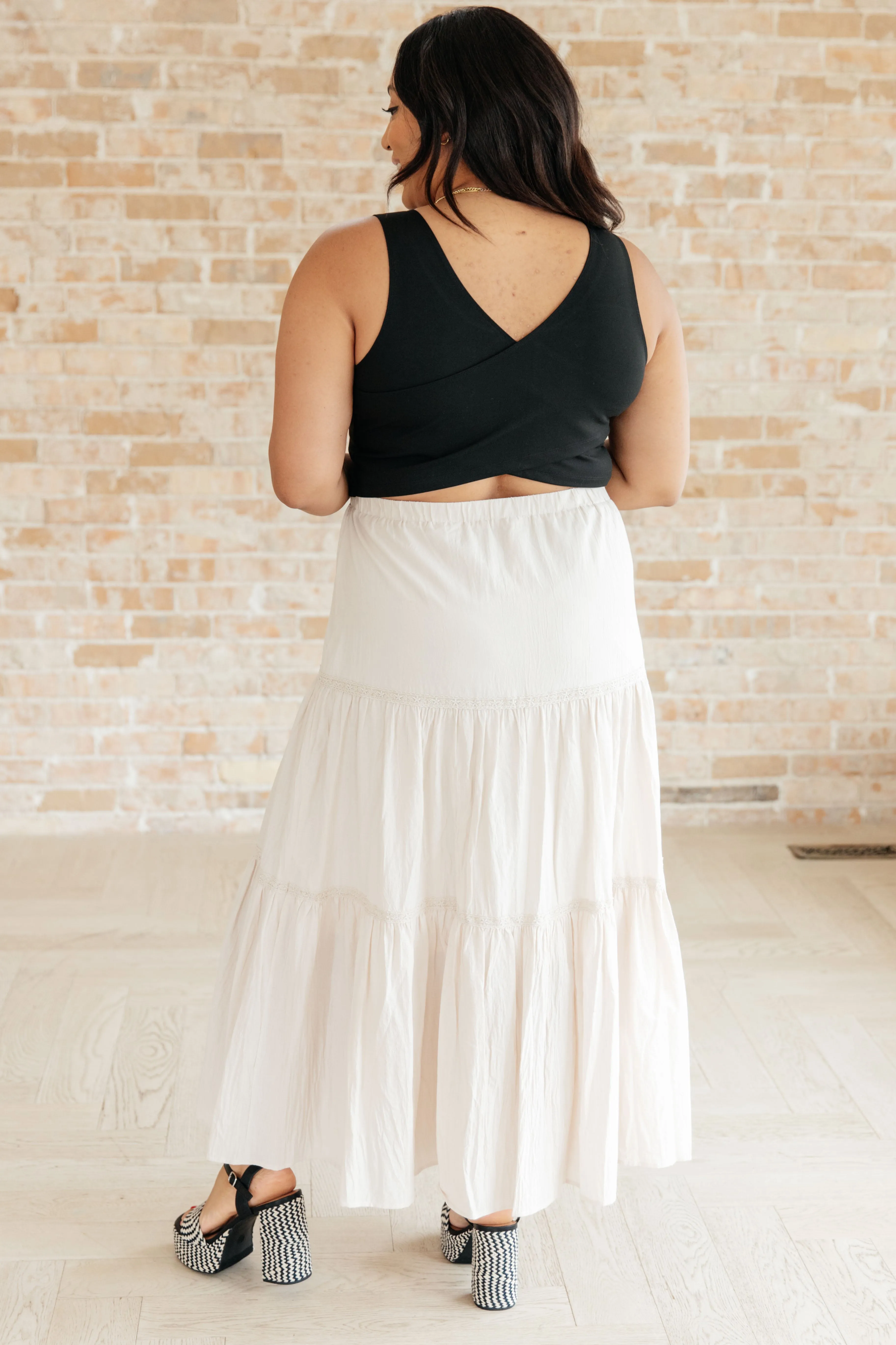 Let It Begin Tiered Maxi Skirt - White Birch