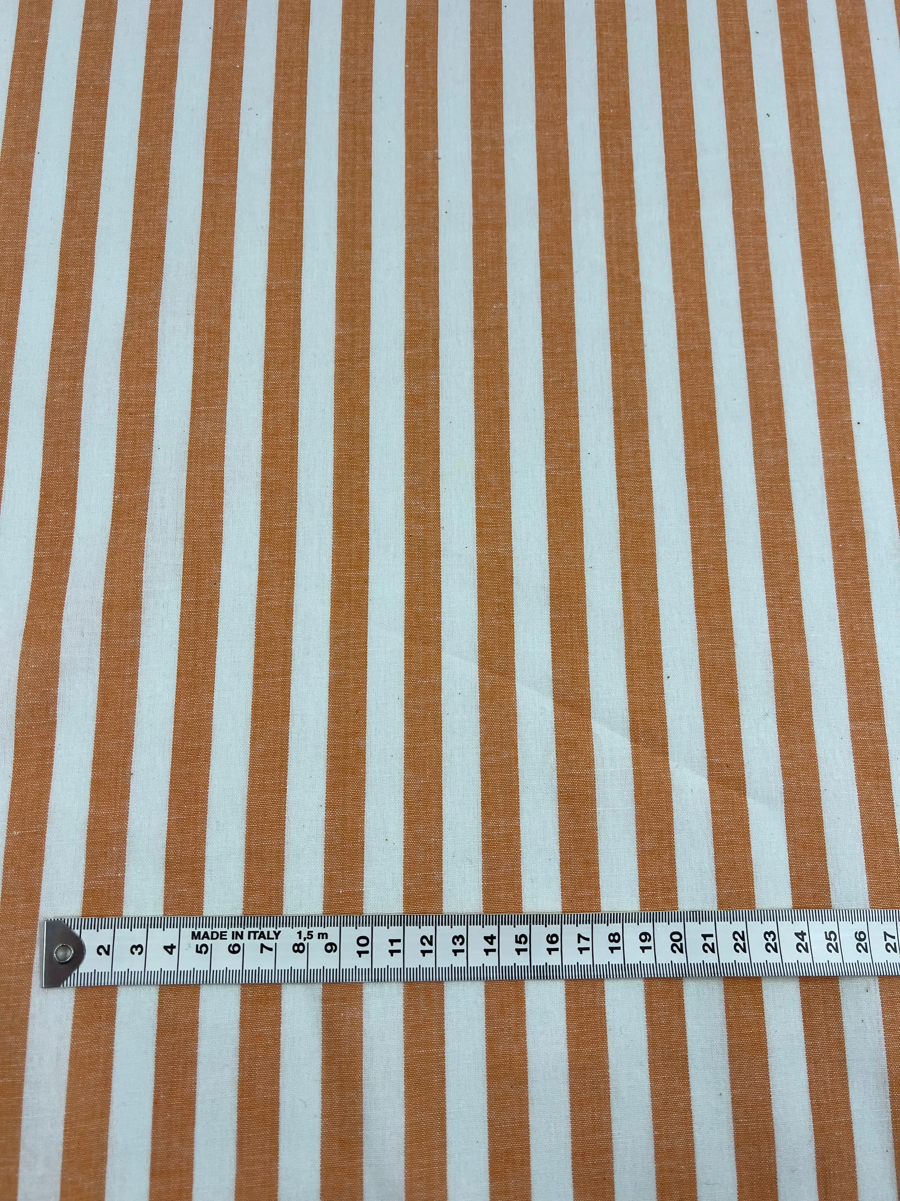 Linen Cotton - Thick Orange and White Stripe - 145cm